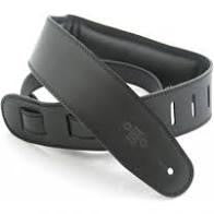DSL Guitar Strap Leather with Garment Leather Backing 2.5 inch -Black/Black