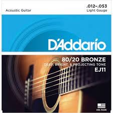 DAddario EJ11 80/20 Bronze Acoustic Guitar Strings, Light, 12-53