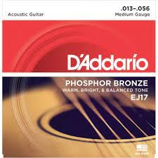 DAddario EJ17 Phosphor Bronze Acoustic Guitar Strings, Medium, 13-56