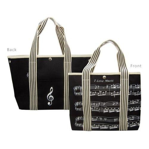 Canvas Tote Bag With Treble Clef/Sheet Music Design