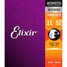 Elixir 80/20 Bronze Nanoweb 11|52 Acoustic Guitar Strings