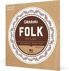 D'Addario Folk Nylon 80/20 Broze - Black Nylon - Ball End Strings