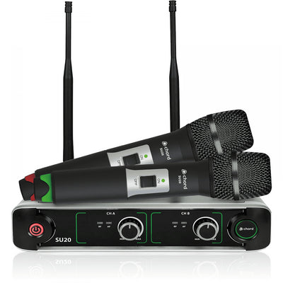 CHORD SU20 Dual UHF Wireless Handheld Microphone System RED & GREEN