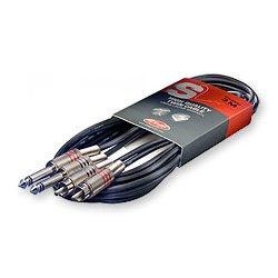Stagg 6m 2 x Phono / RCA - 2 x 1/4" Jack Twin Cable Lead STC6PCM