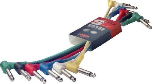 Stagg 6 Inch 6 x Mono Patch Cables with Plastic Connectors - L Phone Plug / L Phone Plug
