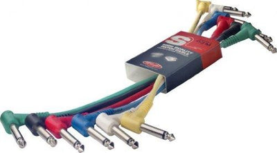 Stagg 6 Inch 6 x Mono Patch Cables with Plastic Connectors - L Phone Plug / L Phone Plug